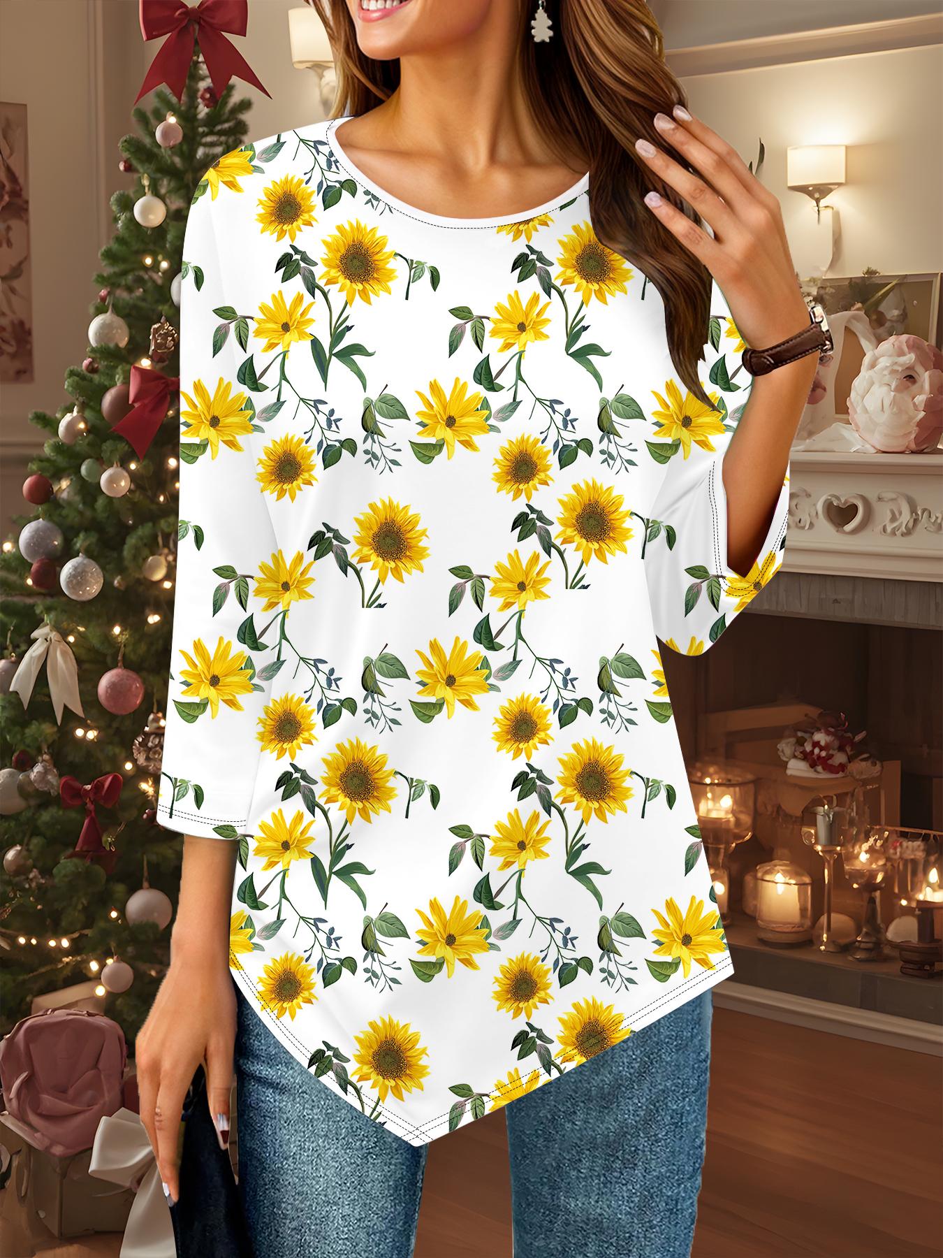 Женская свободная футболка с круглым вырезом и рукавом три четверти с 3D-рисунком хризантем 8XL жёлтый
Женская свободная футболка с круглым вырезом и рукавом три четверти с 3D-рисунком хризантем 8XL жёлтый