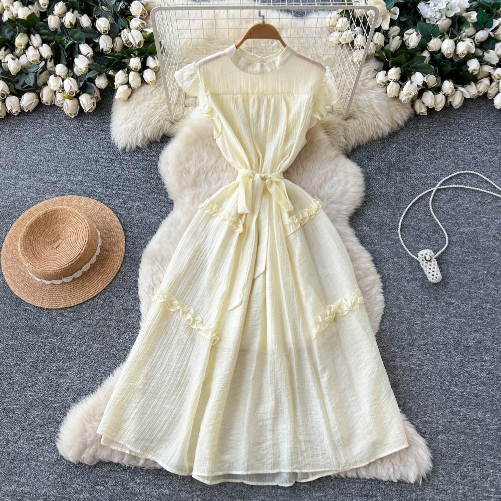 2026 New Summer Women French Style Stand Collar Sleeveless Dress Ruffles High Waist Lace Up Solid Color A-line Long Dress One Size
2026 New Summer Women French Style Stand Collar Sleeveless Dress Ruffles High Waist Lace Up Solid Color A-line Long Dress One Size
