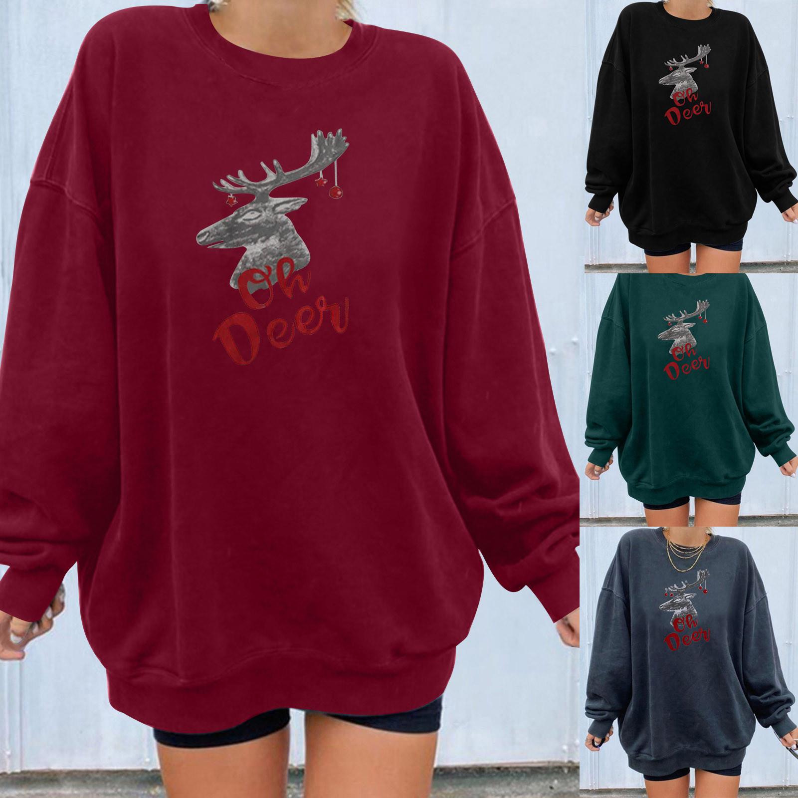 Рождественская мода Женская повседневная женская толстовка с длинным рукавом и принтом Топы
Рождественская мода Женская повседневная женская толстовка с длинным рукавом и принтом Топы