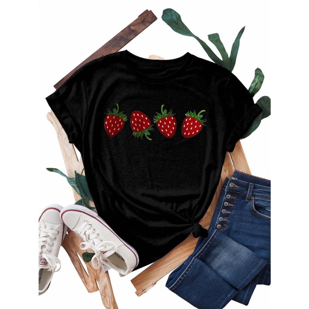 Women s Casual Short Sleeve with Red Strawberry Print Round Neck Breathable Cute T Shirts Harajuku Short Sleeve Casual XS
Women s Casual Short Sleeve with Red Strawberry Print Round Neck Breathable Cute T Shirts Harajuku Short Sleeve Casual XS