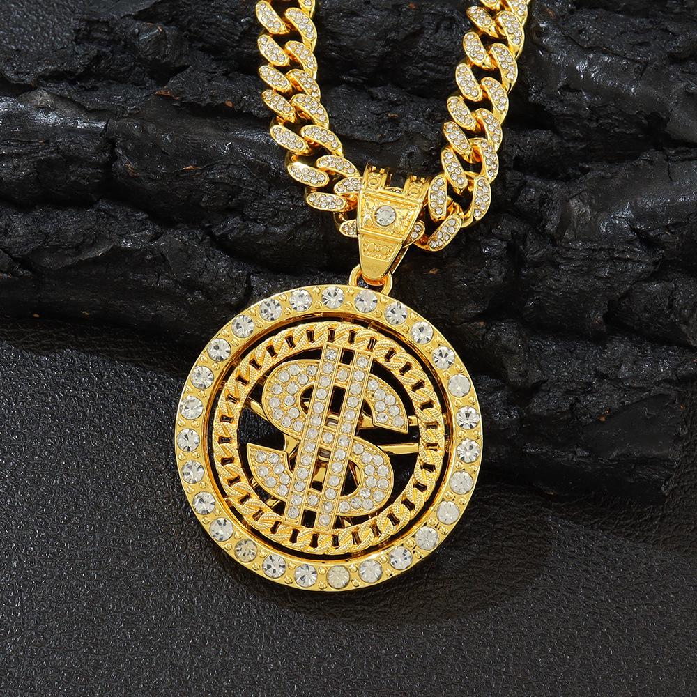 Diamond Rotating Dollar Pendant Cuban Necklace – Hip-Hop Style Charm Chain Silver pendant only
Diamond Rotating Dollar Pendant Cuban Necklace – Hip-Hop Style Charm Chain Silver pendant only