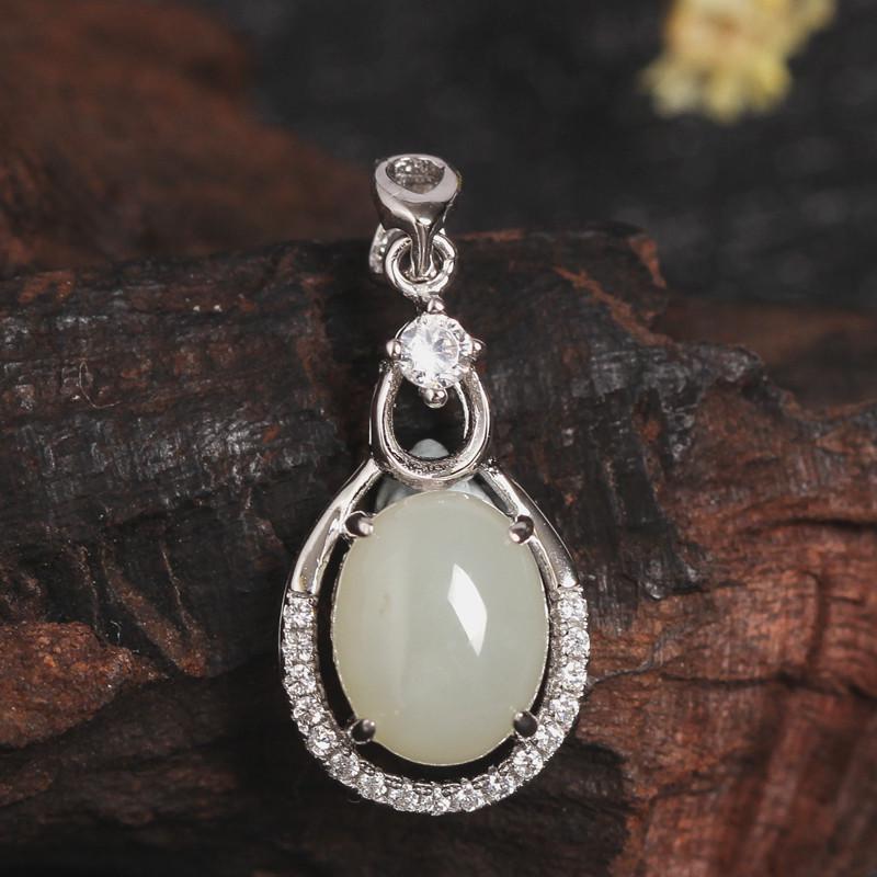 Certified Natural Hetian White Jade Pendant Necklace with 925 Sterling Silver Inlay for Women 925 Silver
Certified Natural Hetian White Jade Pendant Necklace with 925 Sterling Silver Inlay for Women 925 Silver