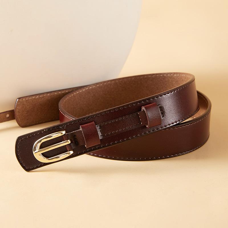 Прямая поставка женский кожаный повседневный ремень ретро ремень с пряжкой изящный пояс для юбки декоративный 105cm темно-коричневого