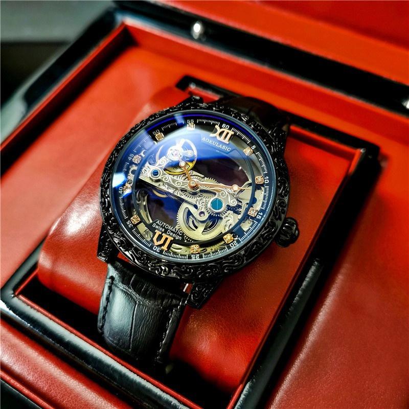 Fashion Casual Men s Watches Leather Band Mechanical Carved Hollow Tourbillon Wristwatches For Man Watch Luminous чорний
Fashion Casual Men s Watches Leather Band Mechanical Carved Hollow Tourbillon Wristwatches For Man Watch Luminous чорний