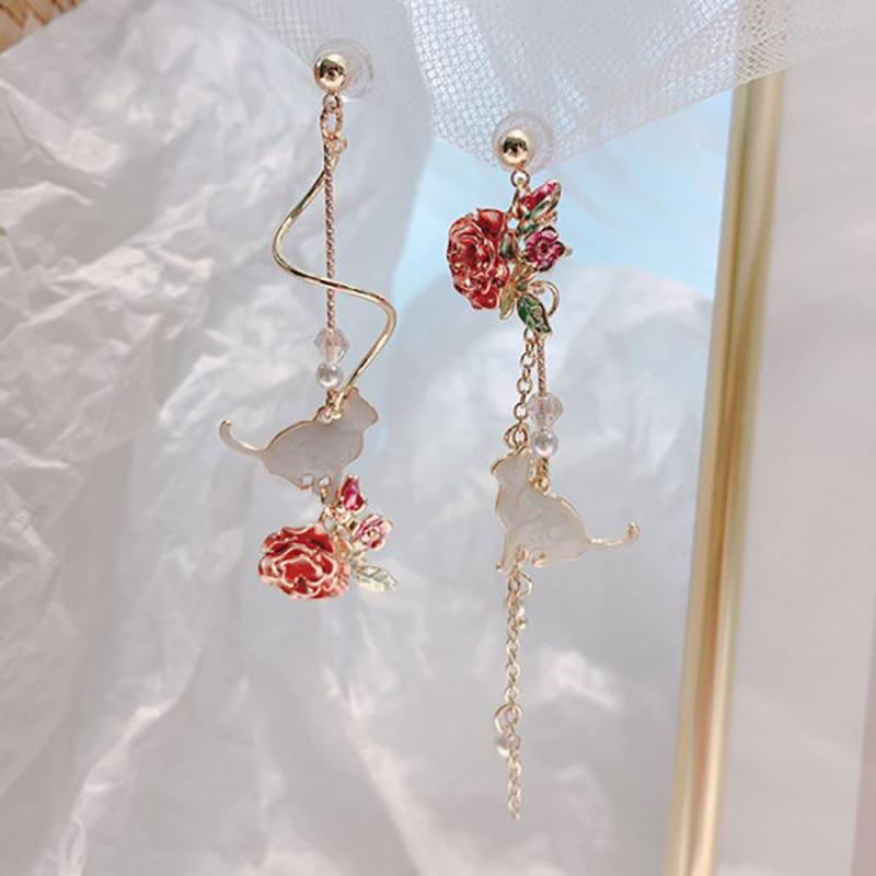 New Trend Blue Flower Dangle Earrings For Women Cute Animal Cat Cherry Blossoms Asymmetrical Earring Party Kitten Jewelry Gifts
New Trend Blue Flower Dangle Earrings For Women Cute Animal Cat Cherry Blossoms Asymmetrical Earring Party Kitten Jewelry Gifts