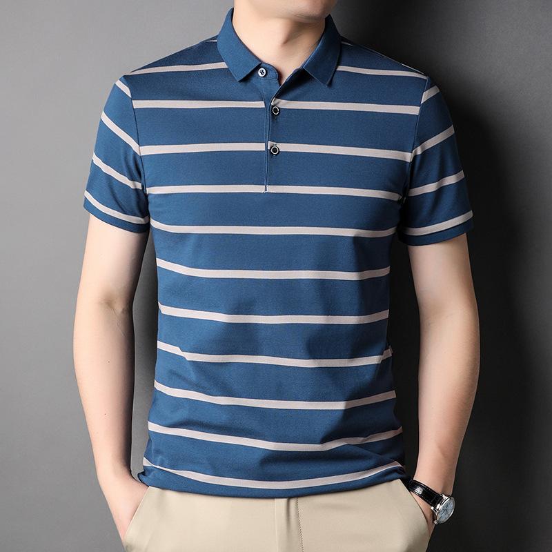 New Summer Men s Lapel Short-sleeved Polo Shirts Men s Tops Yarn-dyed Striped Cotton T-shirts
New Summer Men s Lapel Short-sleeved Polo Shirts Men s Tops Yarn-dyed Striped Cotton T-shirts