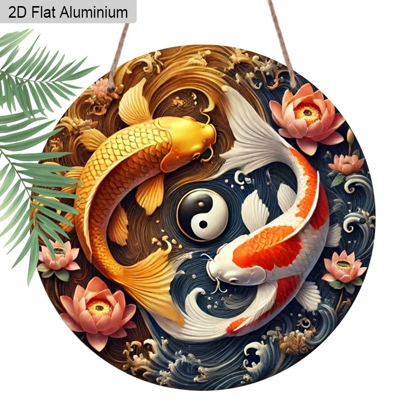 2D Flat Aluminum Koi Fish Yin Yang Round Metal Sign, Man Cave Wall Art Sign for Front Door, Easter Decor, Zen Garden Accessories & Meditation Room 1pc
2D Flat Aluminum Koi Fish Yin Yang Round Metal Sign, Man Cave Wall Art Sign for Front Door, Easter Decor, Zen Garden Accessories & Meditation Room 1pc