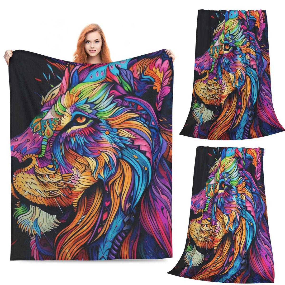 Lion Colourful Painting Blanket Soft Warm Flannel Throw Blanket Plush for Bed Living room Picnic Travel Home Sofa 80x120cm
Lion Colourful Painting Blanket Soft Warm Flannel Throw Blanket Plush for Bed Living room Picnic Travel Home Sofa 80x120cm