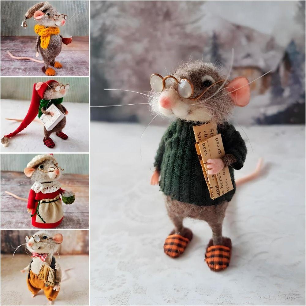 Needle Felted Cute Needle Felted Mouse Christmas Felt Mice Ornaments for New Year B-Material Package
Needle Felted Cute Needle Felted Mouse Christmas Felt Mice Ornaments for New Year B-Material Package