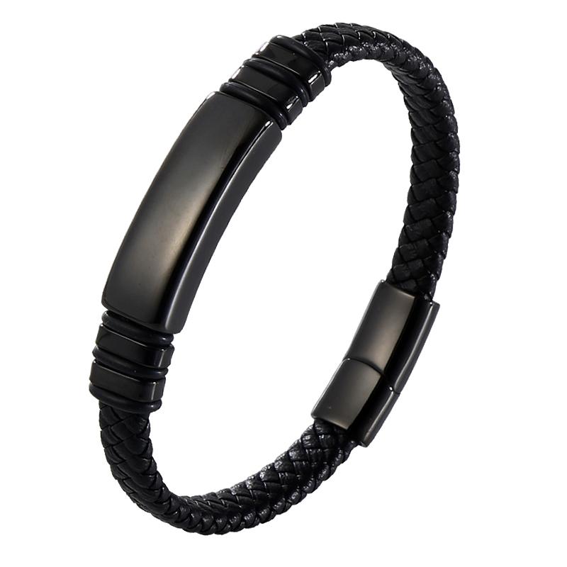 Cool Men Leather Bracelets Luxury Stainless Steel Accessories Combination Woven Bracelet for Male Birthday Gift Wholesale 19.5cm чорний
Cool Men Leather Bracelets Luxury Stainless Steel Accessories Combination Woven Bracelet for Male Birthday Gift Wholesale 19.5cm чорний