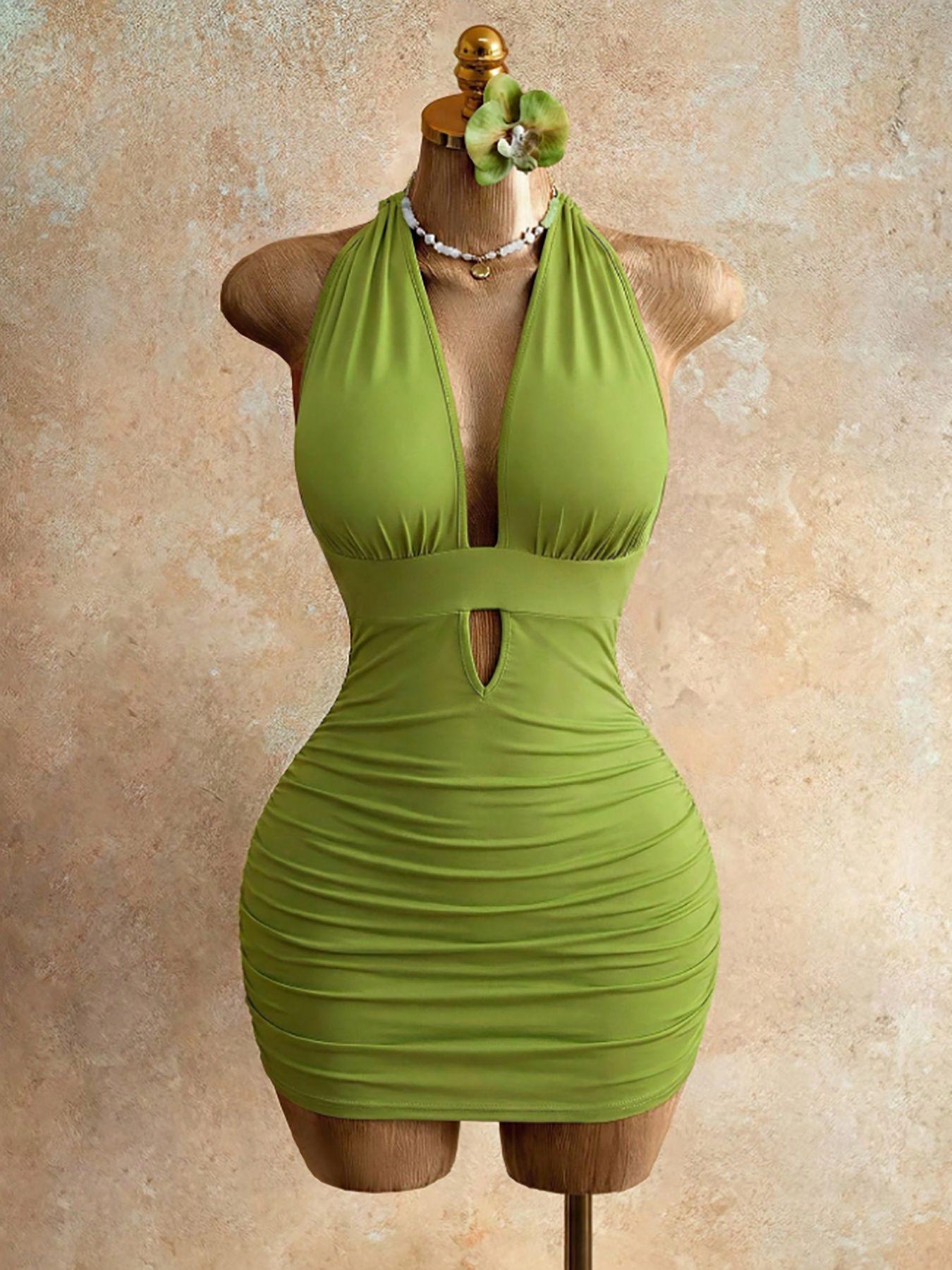 European and American slim-fit sexy backless neck dress, new Temu Xiyin skirt XL зелений
European and American slim-fit sexy backless neck dress, new Temu Xiyin skirt XL зелений