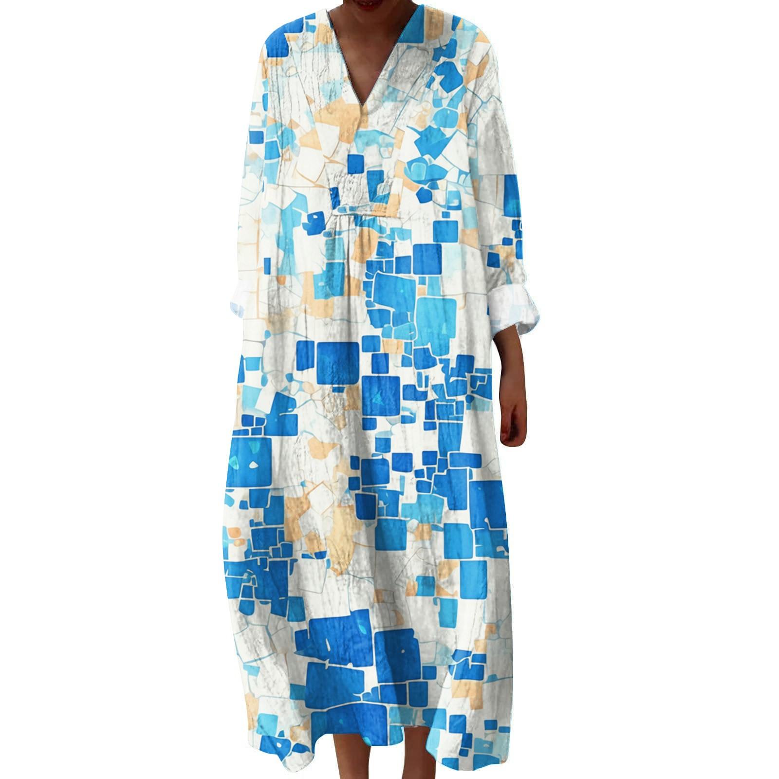 Женское повседневное и модное платье с V-образным вырезом и цветочным принтом, с длинным рукавом L
Женское повседневное и модное платье с V-образным вырезом и цветочным принтом, с длинным рукавом L