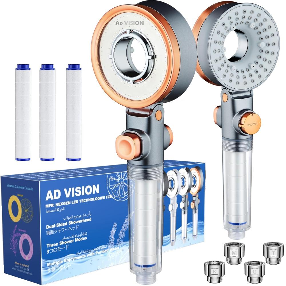 Twister Double-Sided Shower Head, Water Purification Built-in 1 micron ultra-fine PP filter, Equipped with a chlorine removal ball, 3-stage VISION
Twister Double-Sided Shower Head, Water Purification Built-in 1 micron ultra-fine PP filter, Equipped with a chlorine removal ball, 3-stage VISION