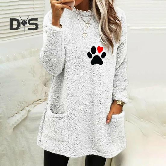 Зимняя осенняя толстовка с круглым вырезом, толстая плюшевая свободная средней длины, с длинным рукавом, с рисунком лапы, карманами, пуловер, теплая женская весенняя толстовка
Зимняя осенняя толстовка с круглым вырезом, толстая плюшевая свободная средней длины, с длинным рукавом, с рисунком лапы, карманами, пуловер, теплая женская весенняя толстовка