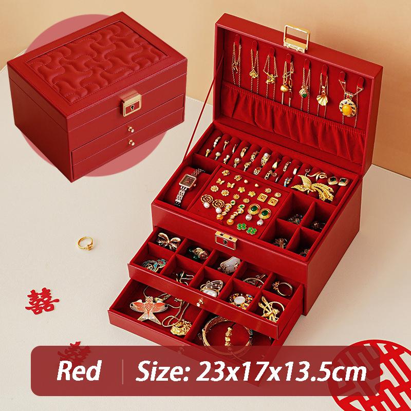 Leather Jewelry Box Large Capacity Earring Ring Storage Boxes Drawer Jewelry Organizer Case Women s Necklace Hanging Container червоний
Leather Jewelry Box Large Capacity Earring Ring Storage Boxes Drawer Jewelry Organizer Case Women s Necklace Hanging Container червоний