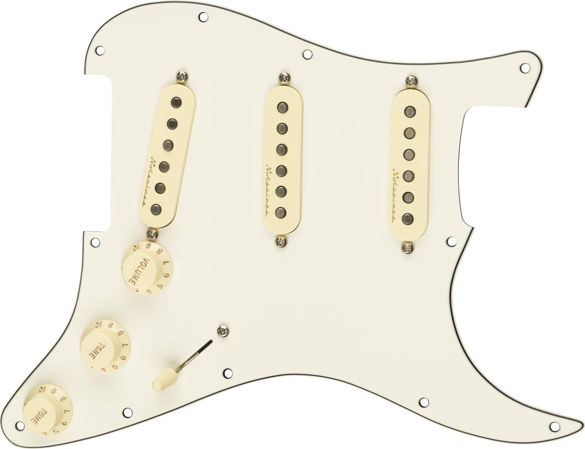 Fender Guitar Parts Strat Vintage Noiseless Parchment 11 Hole PG Pre-Wired Pickguard, SSS,
Fender Guitar Parts Strat Vintage Noiseless Parchment 11 Hole PG Pre-Wired Pickguard, SSS,