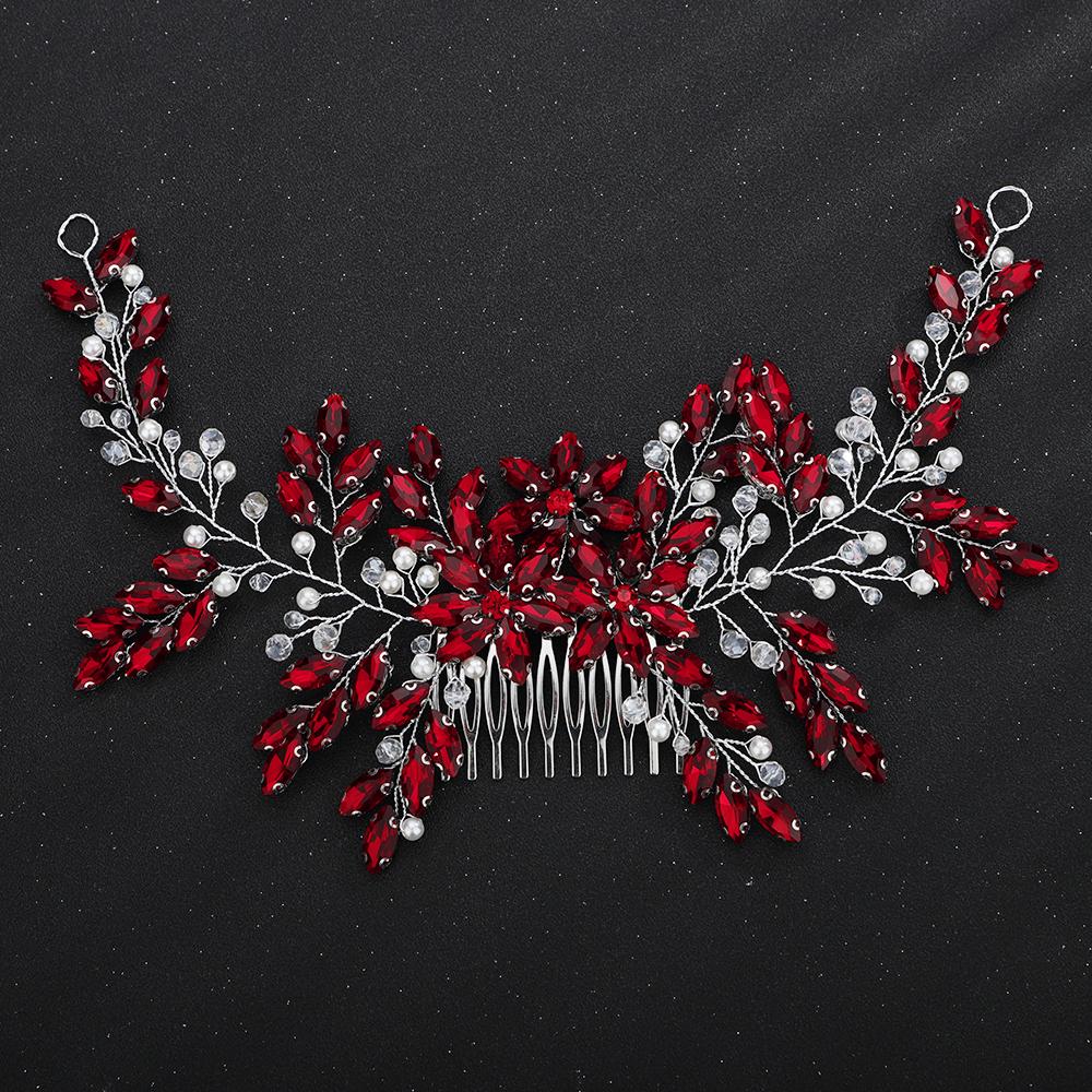 Red Rhinestone Bridal Hair Comb Headband Pearl Crystal Wedding Head Accessories Jewelry Fashion Handmade Bride Party Headpiece срібний
Red Rhinestone Bridal Hair Comb Headband Pearl Crystal Wedding Head Accessories Jewelry Fashion Handmade Bride Party Headpiece срібний
