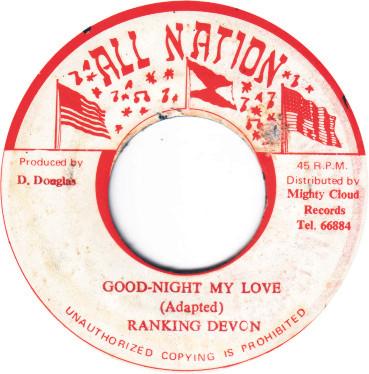 7inch Record RANKING DEVON Good Night My Love NONE All Nation Jamaica Reggae Ska Dub Used
7inch Record RANKING DEVON Good Night My Love NONE All Nation Jamaica Reggae Ska Dub Used
