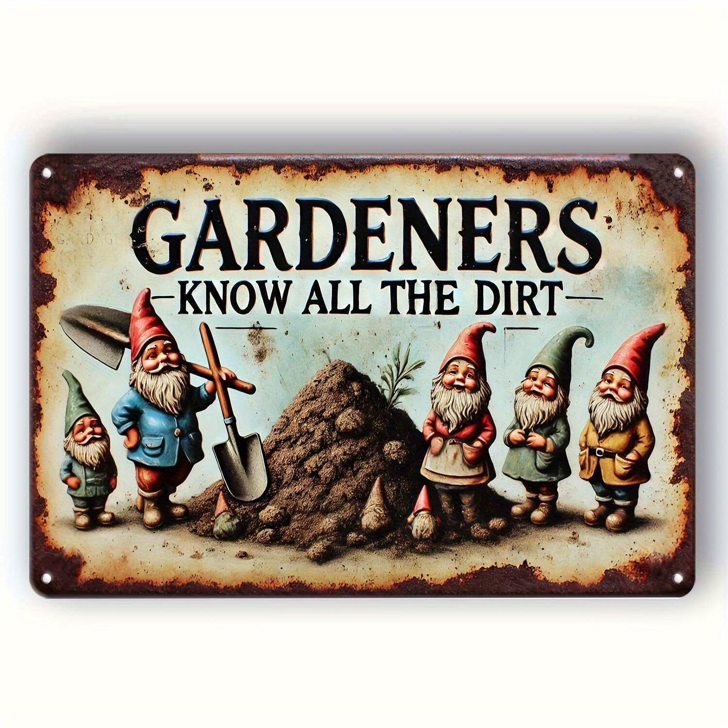 VintageStyle Metal Gardener Sign Gardeners Know All The Dirt Humorous Retro Tin Wall Art with Gnome Gardeners Weathered F 20x30cm(7.8x11.8inch)
VintageStyle Metal Gardener Sign Gardeners Know All The Dirt Humorous Retro Tin Wall Art with Gnome Gardeners Weathered F 20x30cm(7.8x11.8inch)