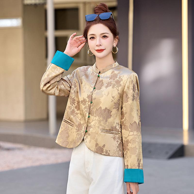 Spring 2025 Women s Slim Fit Colorblock Jacquard Jacket with Chinese Stand Collar & Retro Frog Buttons S (45-55 kg)
Spring 2025 Women s Slim Fit Colorblock Jacquard Jacket with Chinese Stand Collar & Retro Frog Buttons S (45-55 kg)
