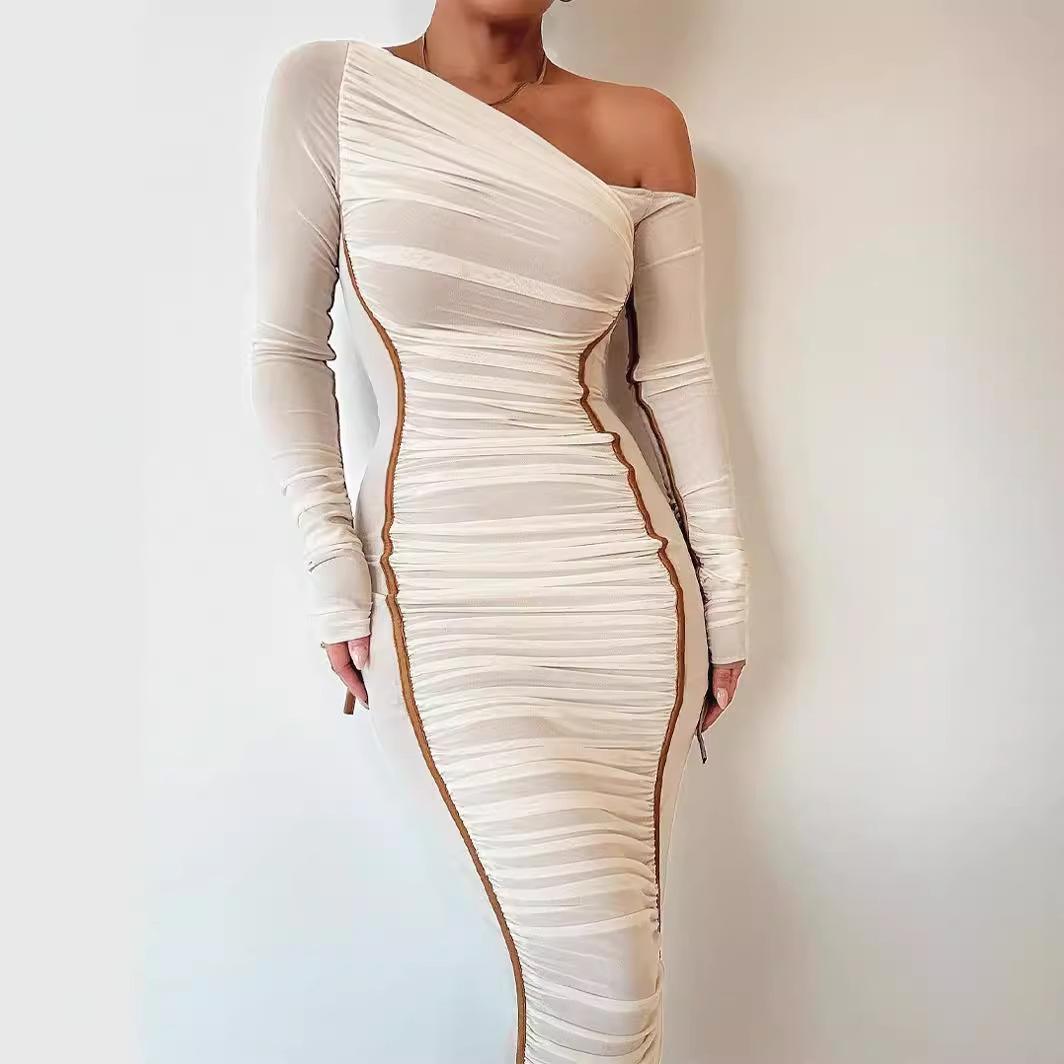Spring New Women s Long Sleeve Mesh Stitched Slanted Shoulder Midi Skirt Fashion Pleated Dress Women S абрикосовый
Spring New Women s Long Sleeve Mesh Stitched Slanted Shoulder Midi Skirt Fashion Pleated Dress Women S абрикосовый