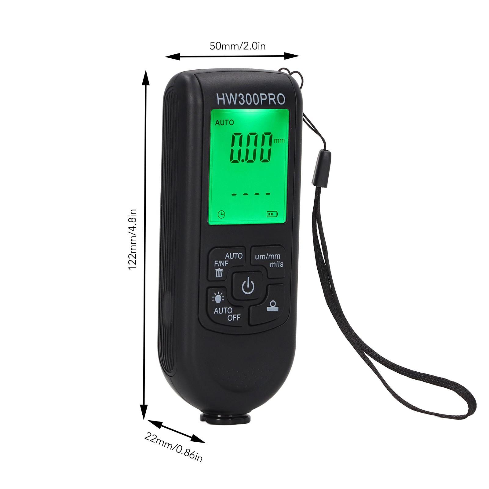 Цифровой толщиномер покрытия ABS с портативной веревкой, функция автоматического отключения, измеритель покрытия краски для наружного применения чёрный
