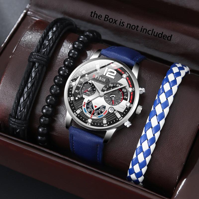 4 шт./компл., модные мужские повседневные простые кварцевые часы с ремешком из искусственной кожи и браслеты, подарок на фестиваль
4 шт./компл., модные мужские повседневные простые кварцевые часы с ремешком из искусственной кожи и браслеты, подарок на фестиваль