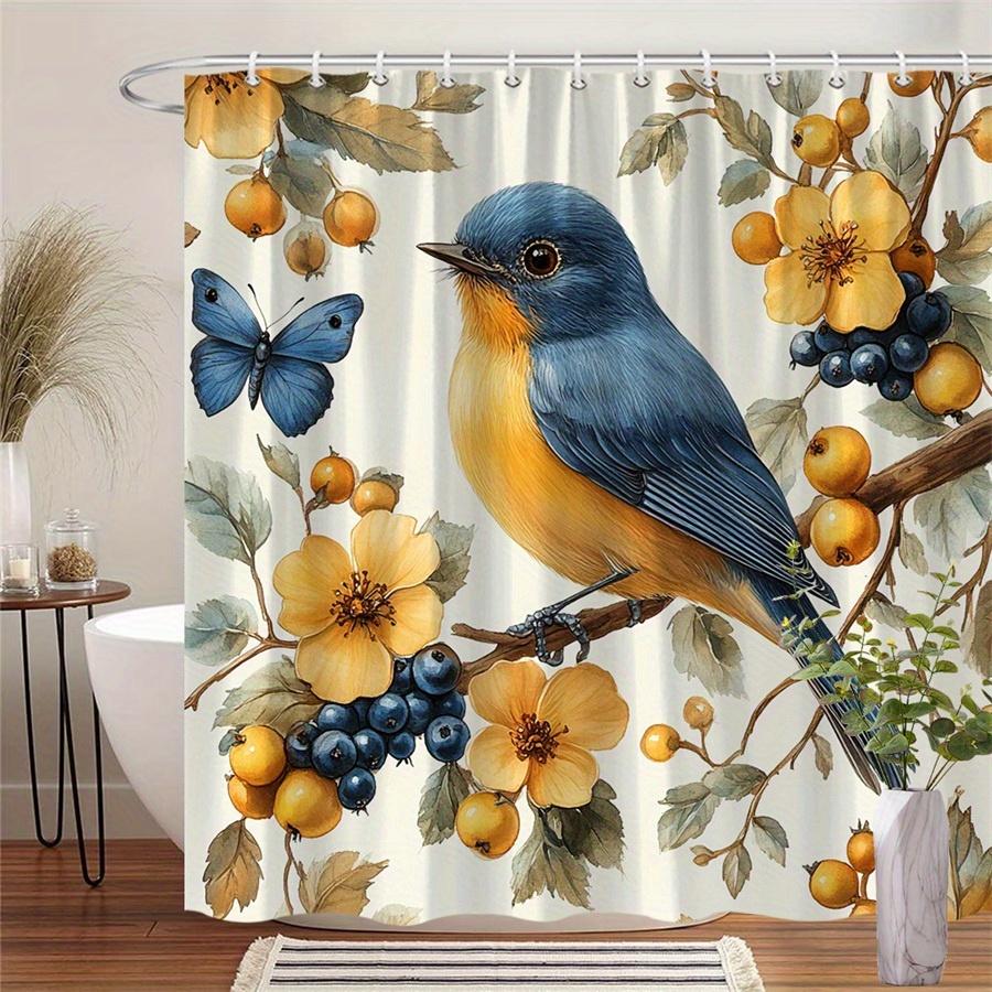 1Pc Blue And Yellow Bird With Gold Flower Pattern Shower Curtain, Polyester Fabric, Machine Washable, Suitable For Bathroom W60H190(CM)-1 Pcs
1Pc Blue And Yellow Bird With Gold Flower Pattern Shower Curtain, Polyester Fabric, Machine Washable, Suitable For Bathroom W60H190(CM)-1 Pcs