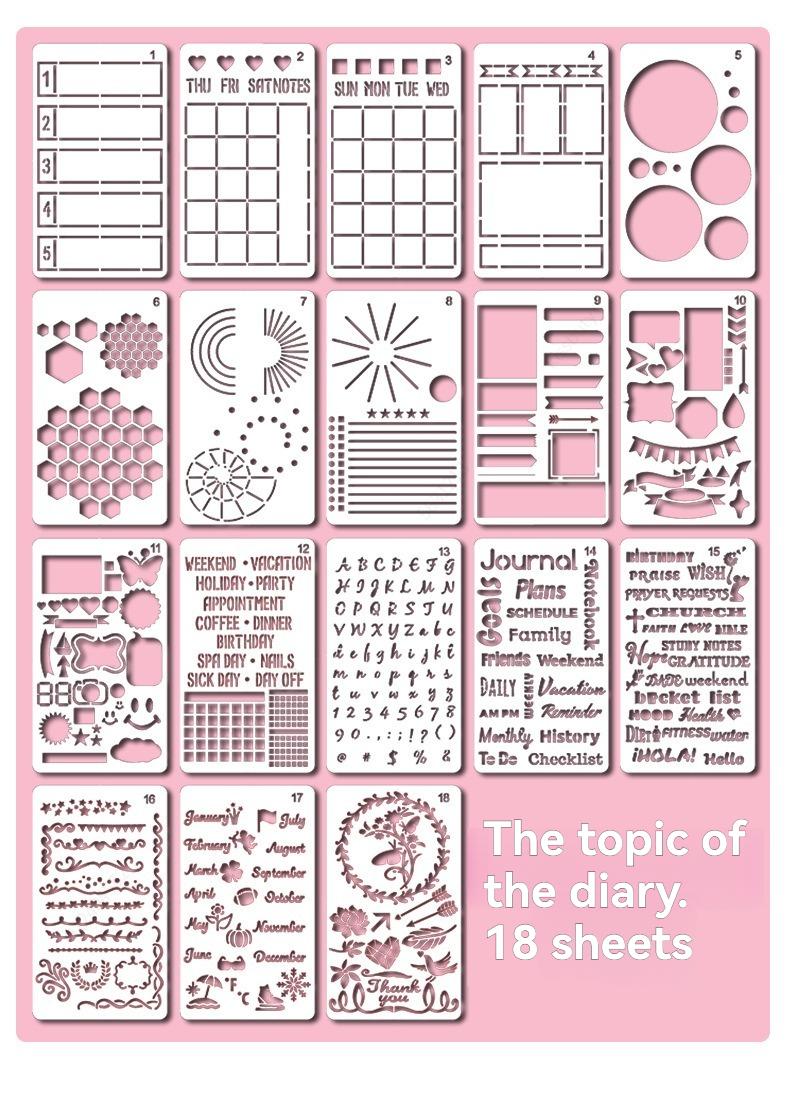 18 Pcs Journaling Stencil Set Template Geometry Shape Letter Stencil Scrapbooking Stencils for Painting and Decor Plastic
18 Pcs Journaling Stencil Set Template Geometry Shape Letter Stencil Scrapbooking Stencils for Painting and Decor Plastic