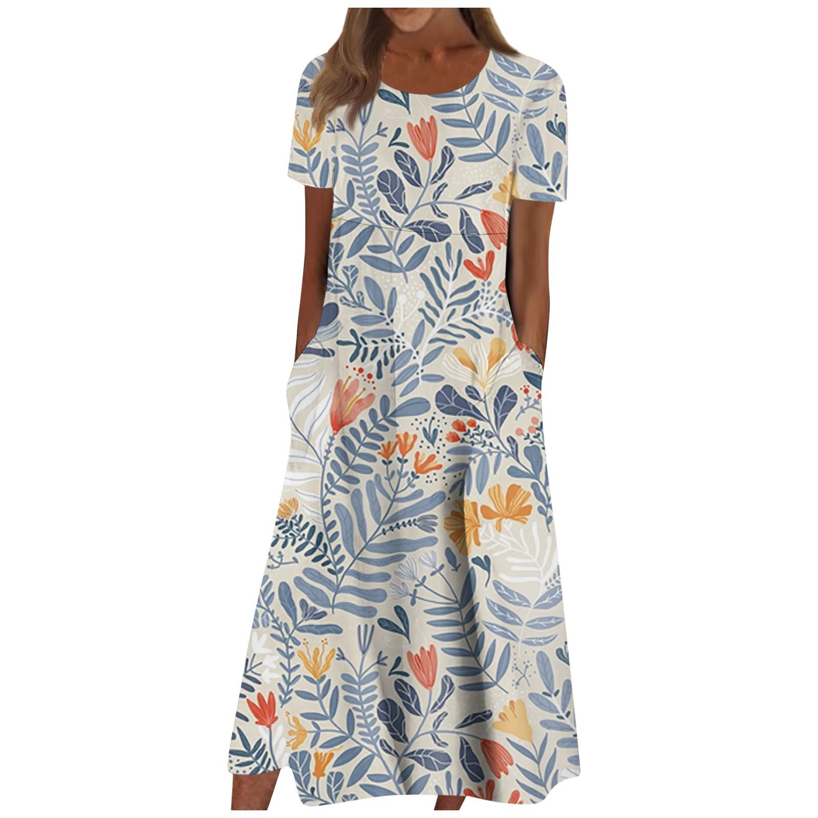 Women s Casual Dresses Printed Dresses Summer Dresses Printed Pleated Round Neck Midi Dresses Basic Classic Outdoor Daily Short Sleeve Loose Dresses L
Women s Casual Dresses Printed Dresses Summer Dresses Printed Pleated Round Neck Midi Dresses Basic Classic Outdoor Daily Short Sleeve Loose Dresses L