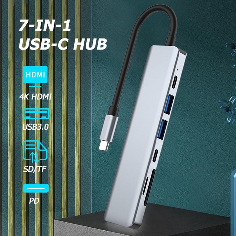 YG-2121 7 in 1 USB 3.1 Type-C Hub Adapter Data Synchronizer HDMI 4K 30Hz Multi-Port Docking Station with TD/TF/USB3.0 As Shown A
YG-2121 7 in 1 USB 3.1 Type-C Hub Adapter Data Synchronizer HDMI 4K 30Hz Multi-Port Docking Station with TD/TF/USB3.0 As Shown A