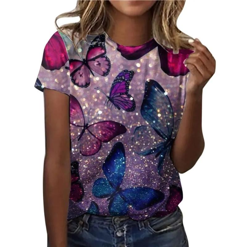 Fashion Women s Crew Neck Short Sleeve 3D Butterfly Color Printing Butterfly Short Sleeve Crew Neck T-Shirt XS
Fashion Women s Crew Neck Short Sleeve 3D Butterfly Color Printing Butterfly Short Sleeve Crew Neck T-Shirt XS