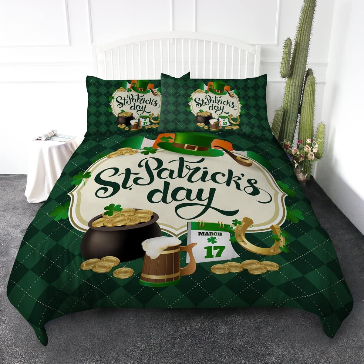St. Patrick s Day Beding Set Leprechaun Shamrock Rainbow Soft Duvet Cover Set 3 Pcs Four Leaf Clover Comfortable Quilt Cover plus 2 Pilowcase 135*200cm Eu-Single
St. Patrick s Day Beding Set Leprechaun Shamrock Rainbow Soft Duvet Cover Set 3 Pcs Four Leaf Clover Comfortable Quilt Cover plus 2 Pilowcase 135*200cm Eu-Single