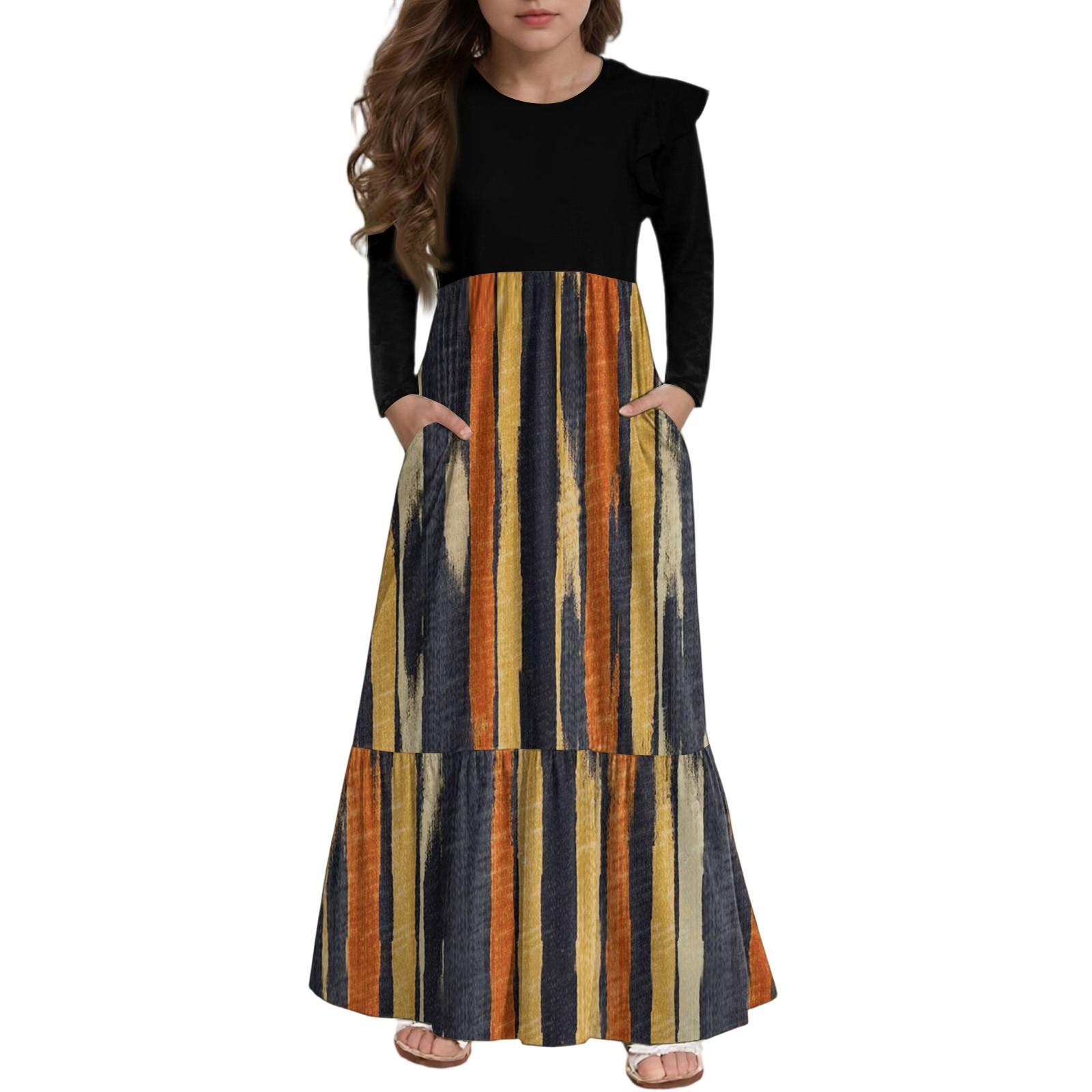 Платье с многоярусными оборками для девочек - Макси с длинным рукавом и принтом, с карманами 150 оранжевый
Платье с многоярусными оборками для девочек - Макси с длинным рукавом и принтом, с карманами 150 оранжевый