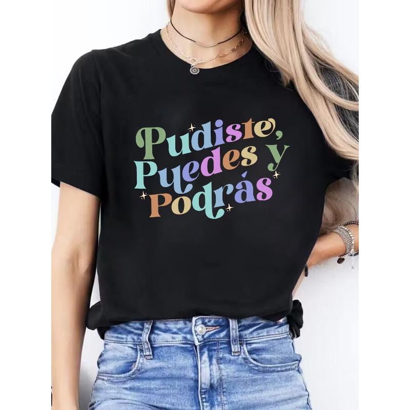 Spanish Letter Print Spring Summer Casual Round Neck Short Sleeve Sports T-Shirt Women s Top 4XL чорний
Spanish Letter Print Spring Summer Casual Round Neck Short Sleeve Sports T-Shirt Women s Top 4XL чорний