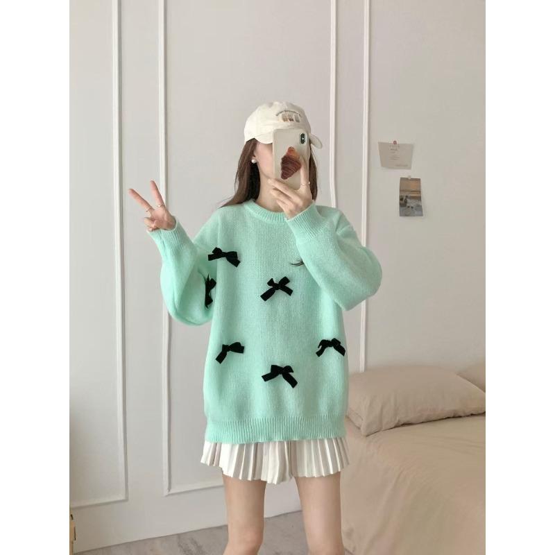 Женский свитер с бантом, с круглым вырезом, с длинными рукавами, вязаный, корейский, свободный, женский, повседневный, теплый топ onesize зелёный
Женский свитер с бантом, с круглым вырезом, с длинными рукавами, вязаный, корейский, свободный, женский, повседневный, теплый топ onesize зелёный