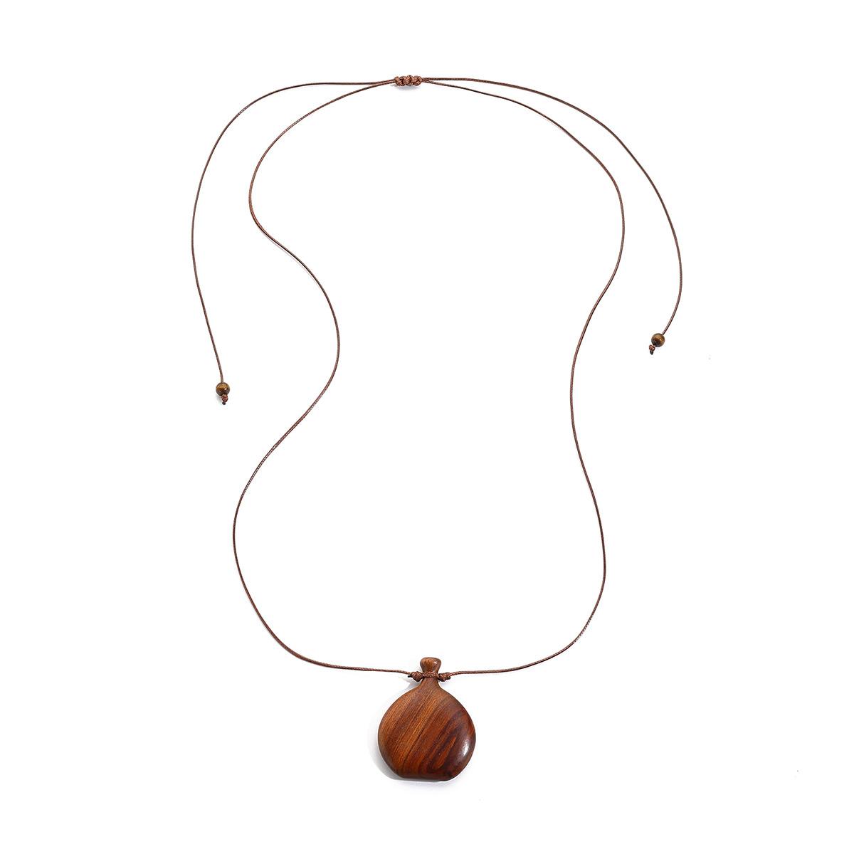 Аксессуары Ретро Деревянная Тыква Кулон Длинное Ожерелье Женский Простой Универсальный Свитер Цепь