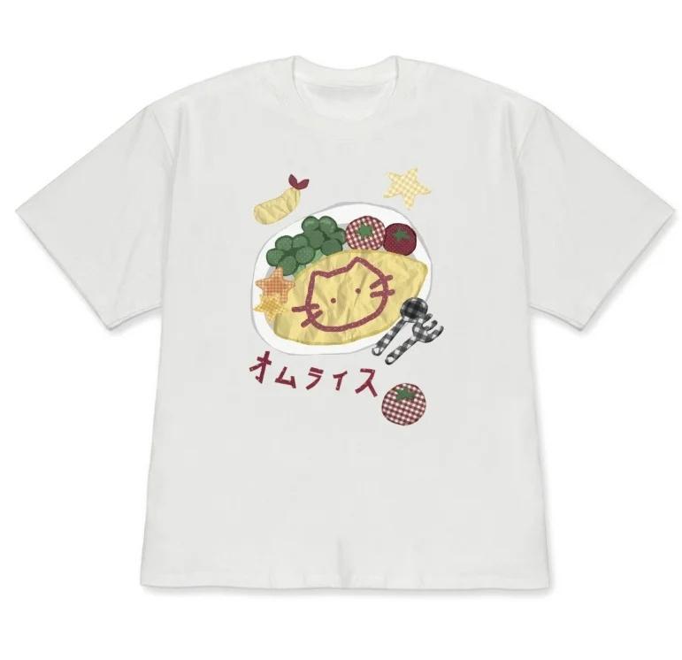 Retro Japanese Food Short Sleeve Y2k Tshirt Black Casual Cute Cat Omurice Print Top Kawaii Aesthetic Graphic Crew Neck Tee S
Retro Japanese Food Short Sleeve Y2k Tshirt Black Casual Cute Cat Omurice Print Top Kawaii Aesthetic Graphic Crew Neck Tee S