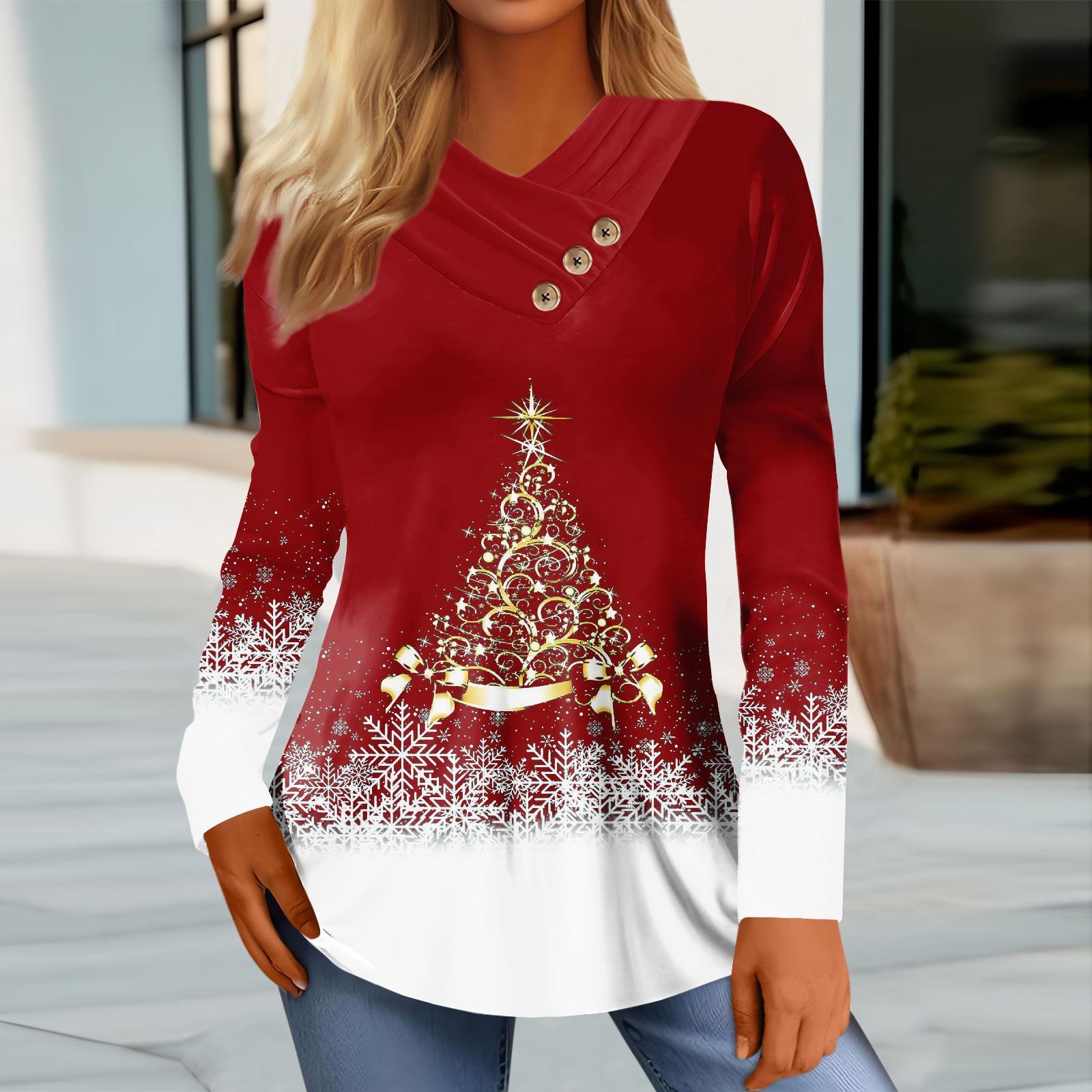 Womens Tops Casual Buttons Neck Long Sleeve Shirt Christmas Printed Trendy Patchwork Blouses Tees S червоний
Womens Tops Casual Buttons Neck Long Sleeve Shirt Christmas Printed Trendy Patchwork Blouses Tees S червоний