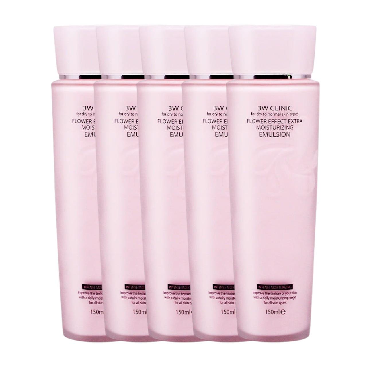 3W Clinic Flower Effect Extra Moisturizing Emulsion 150ml (Pack of 5) - Balancing & Hydrating Lotion with Collagen and Water Lily Extract
3W Clinic Flower Effect Extra Moisturizing Emulsion 150ml (Pack of 5) - Balancing & Hydrating Lotion with Collagen and Water Lily Extract