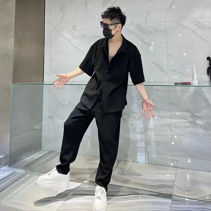 Мужская одежда Свободная рубашка с короткими рукавами Повседневные брюки Летний костюм-двойка XXL чёрный
Мужская одежда Свободная рубашка с короткими рукавами Повседневные брюки Летний костюм-двойка XXL чёрный