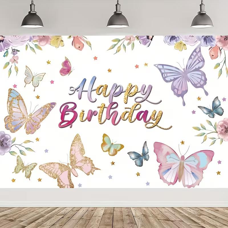2D Happy Birthday Background Cloth Watercolor Butterfly with Floral Banner 47.2x31.5inch/120*80cm
2D Happy Birthday Background Cloth Watercolor Butterfly with Floral Banner 47.2x31.5inch/120*80cm