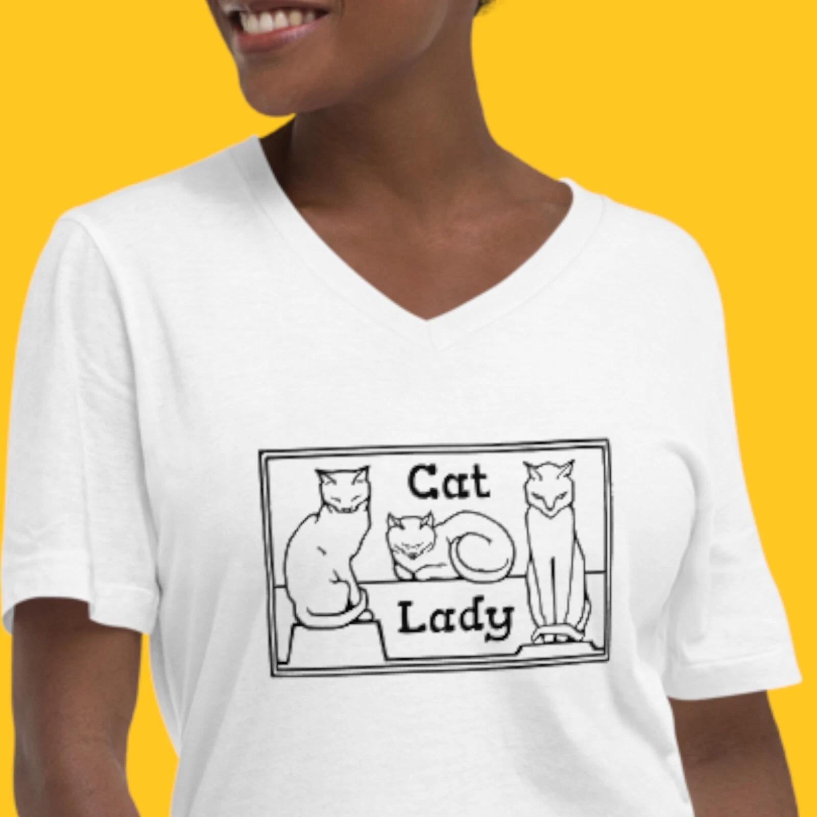 Cat Lady - Unisex Short Sleeve V-Neck T-Shirt with Cats - light shirt version M
Cat Lady - Unisex Short Sleeve V-Neck T-Shirt with Cats - light shirt version M