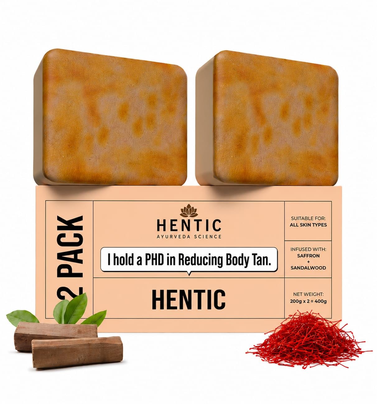 HENTIC Natural Chandan Kesar Soap Combo Pack (2 x 100g) - Handmade Sandalwood Saffron Bath Soap for Glowing & Soft Skin, Paraben-Free Moisturizing
HENTIC Natural Chandan Kesar Soap Combo Pack (2 x 100g) - Handmade Sandalwood Saffron Bath Soap for Glowing & Soft Skin, Paraben-Free Moisturizing