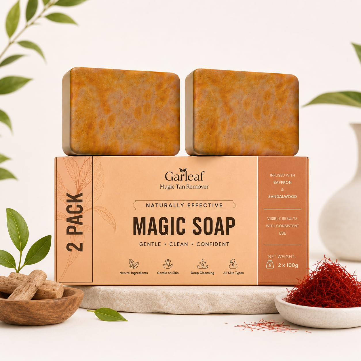 Sandalwood & Saffron De-Tan Magic Soap | Chandan Kesar Handmade Bath Soap | Skin Brightening & Tan Removal Soap | Goat Milk + Coconut Oil | Paraben
Sandalwood & Saffron De-Tan Magic Soap | Chandan Kesar Handmade Bath Soap | Skin Brightening & Tan Removal Soap | Goat Milk + Coconut Oil | Paraben