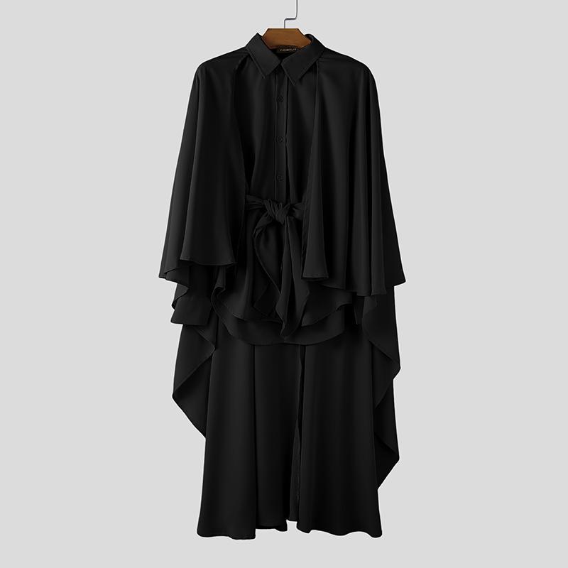 INCERUN Мужские рубашки с лацканами, имитацией двух частей, оборками и бандажом, длинная шаль M чёрный
INCERUN Мужские рубашки с лацканами, имитацией двух частей, оборками и бандажом, длинная шаль M чёрный