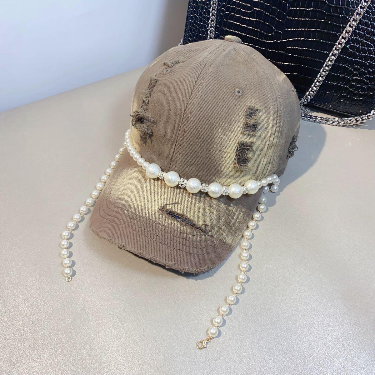 Ins Chic Design Cotton Wear Out Fabridrill Pearl Chain Elegance Luxury Lady Baseball Hat Women Leisure Visors Cap Кепка head size 57cm
Ins Chic Design Cotton Wear Out Fabridrill Pearl Chain Elegance Luxury Lady Baseball Hat Women Leisure Visors Cap Кепка head size 57cm
