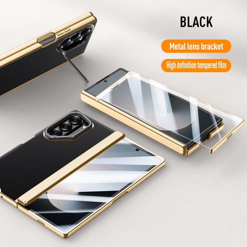 Electroplate Spring Hinged Plain Leather Tempered Glass Protect Case For Samsung Z Fold 6 Galaxy Z Fold6 All-inclusive Cover For Z Fold 6
Electroplate Spring Hinged Plain Leather Tempered Glass Protect Case For Samsung Z Fold 6 Galaxy Z Fold6 All-inclusive Cover For Z Fold 6