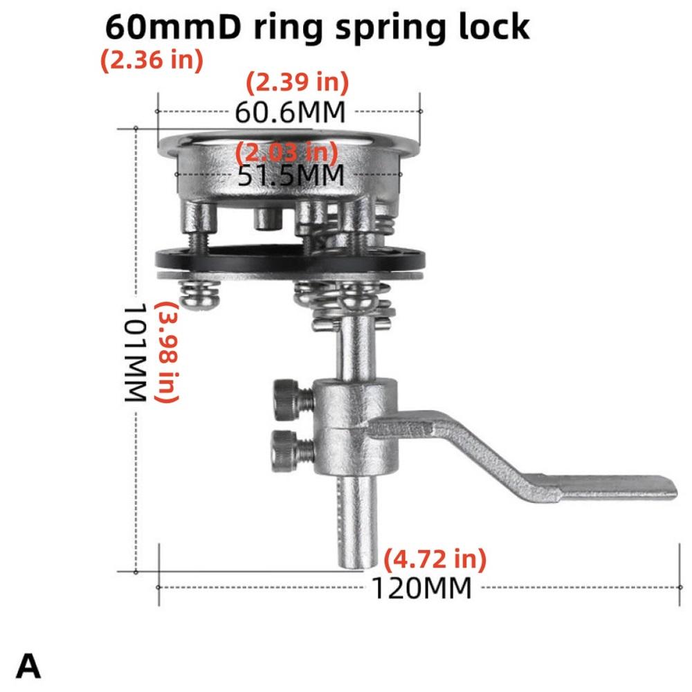 D-образное кольцо Напольный замок Круглая пряжка для пола Палубный люк Пружинный замок Пряжка Морская фурнитура Аксессуары для яхт Караван A