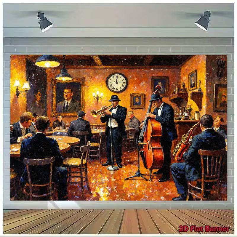 2D Vintage Jazz Club Backdrop, Oil Painting Bar & Band Photography Background 47.2x31.5inch/120*80cm
2D Vintage Jazz Club Backdrop, Oil Painting Bar & Band Photography Background 47.2x31.5inch/120*80cm